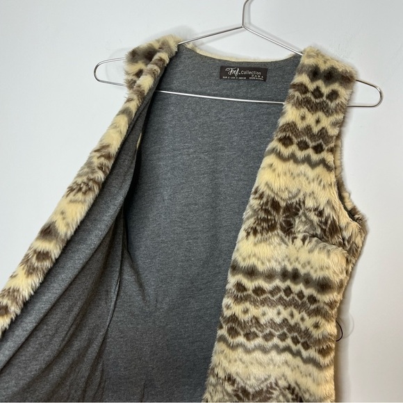 ZARA TRF Collection Fairisle Faux Fur Vest Cozy Lined - Picture 3 of 6